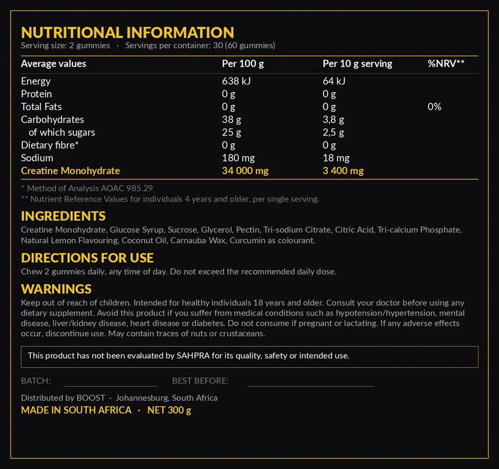 BOOST Creatine Gummies (Lemon)