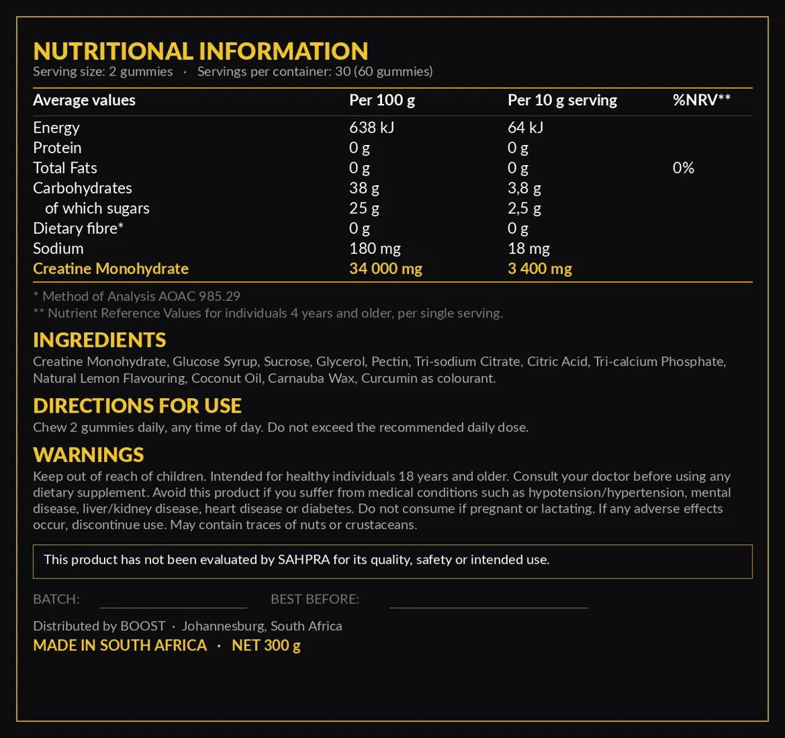 BOOST Creatine Gummies (Lemon)